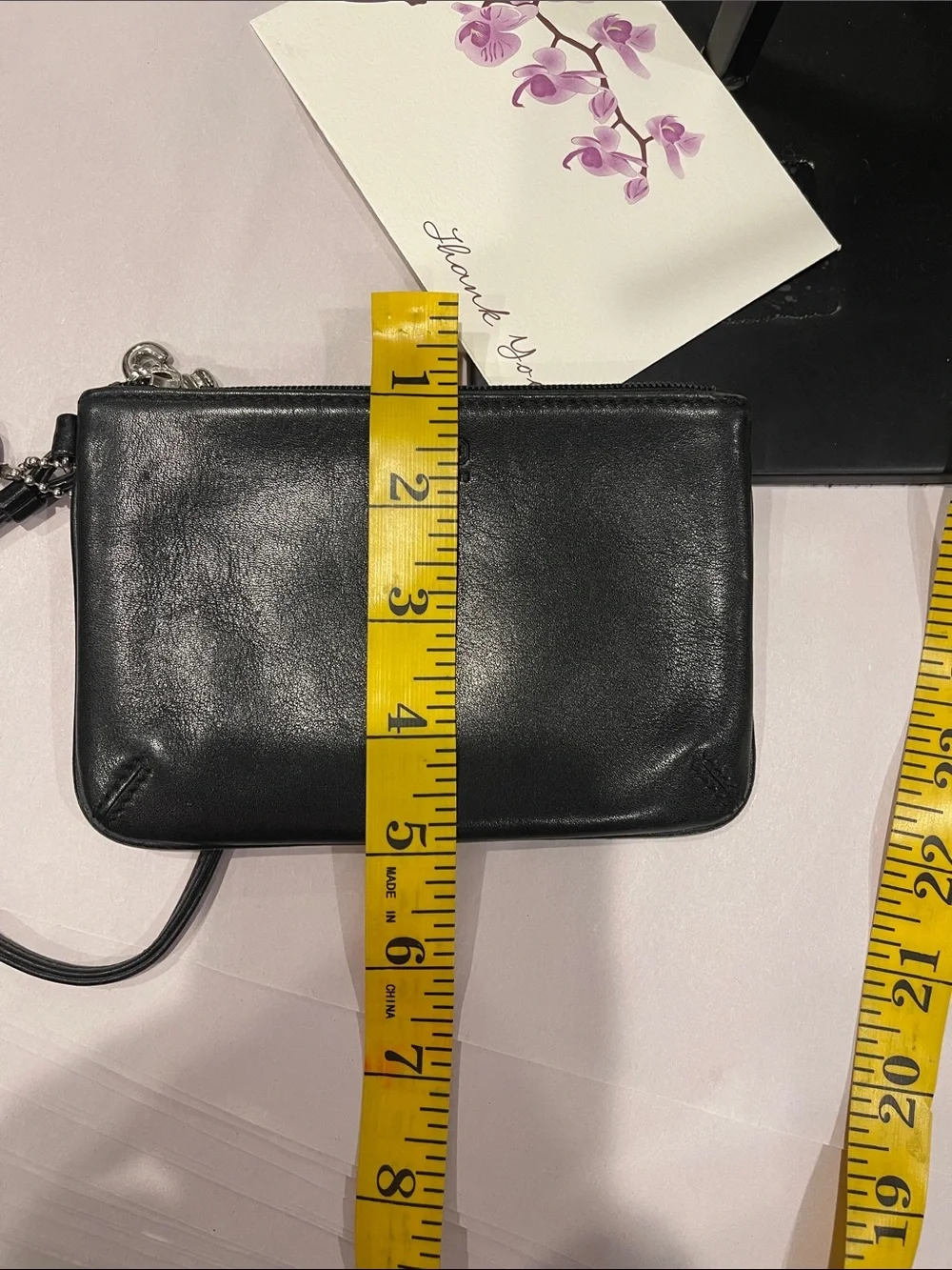 COACH Soho Black Leather Vintage Wristlet Zip Top Clutch Bag Handbag